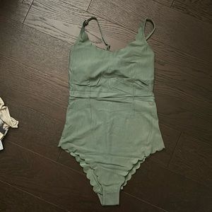 h&m green one piece bathing suit